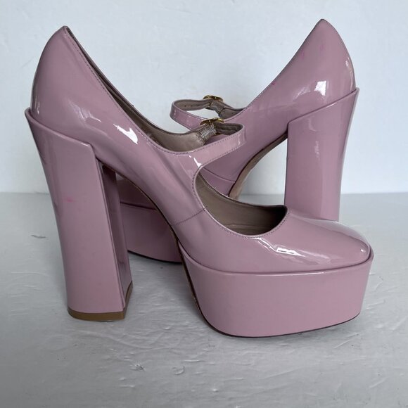 Stuart Weitzman Platform Pumps 9B‎ Blush Pink Patent Leather Mary Jane Sky High - Picture 10 of 12